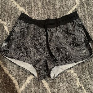 Black and white running shorts